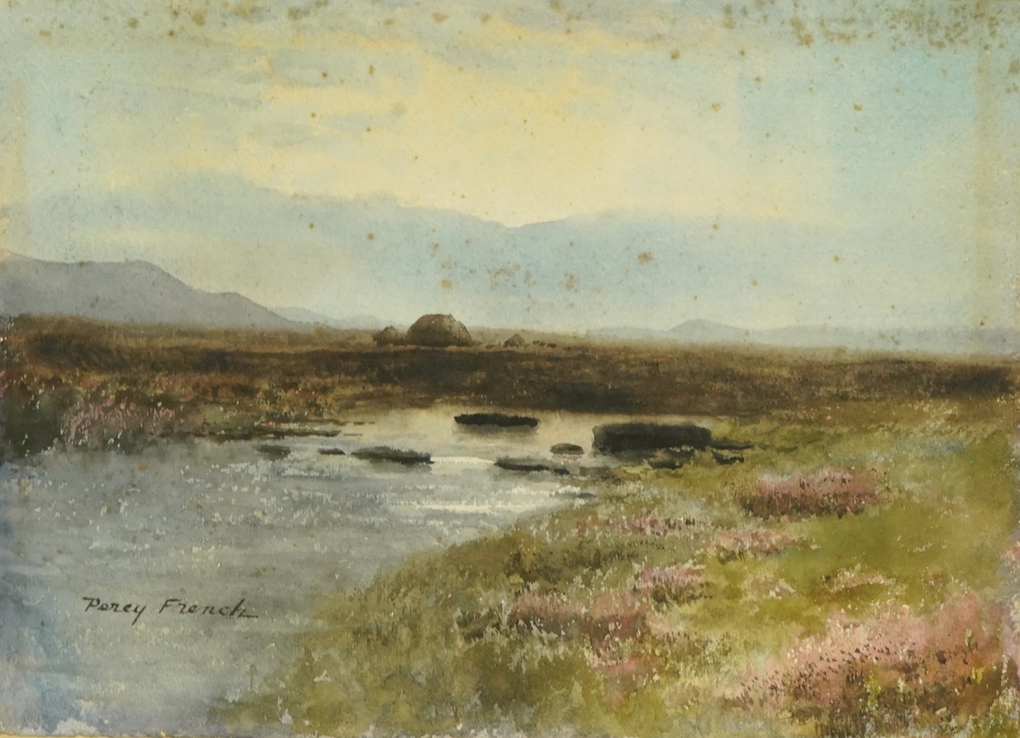 William Percy French (Irish, 1854-1920), Moorland scene, watercolour, 27 x 36cm